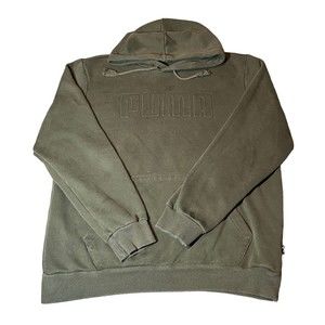 PUMA Embossed Logo Classic Green Sweater Hoodie Sweatshirt Mens Size Medium